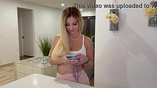 Hot busty girlfriend takes plumber's cock then boyfriend joins for creampie finish