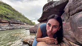 argentinian anal pounding with stranger cash by river licking pussy pov