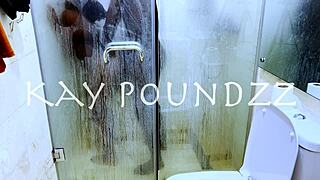 amateur couple bends over in shower for big black cock deepthroat doggystyle homemade pounding