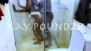 amateur couple bends over in shower for big black cock deepthroat doggystyle homemade pounding
