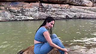 argentinian anal pounding with stranger cash by river licking pussy pov
