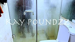 amateur couple bends over in shower for big black cock deepthroat doggystyle homemade pounding