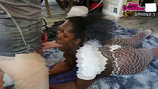 Big Ass Ebony Milf Deepthroats Black Cock In Lingerie