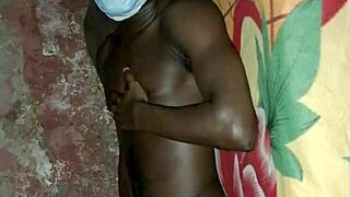 African Black Man Teases with Solo Bedroom Moves and Hidden Talents