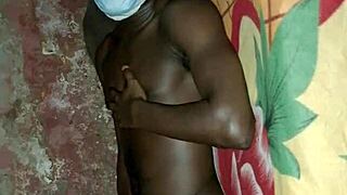 African Black Man Teases with Solo Bedroom Moves and Hidden Talents