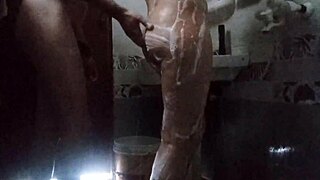 indian couple fingers passionately in steamy bathroom shower intimate