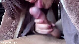 Stepmom sneaks into stepson futon glans tease handjob morning sperm squeeze
