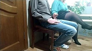 Mature bbw cougar gets cum covered handjob from stranger outdoors