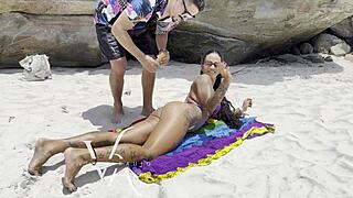 Nudist beach invite turns into raw pounding, leaving her pussy dripping with milk