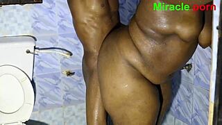 our morning bath turns into ebony bbc doggystyle pounding bbw neighbor's fat ass backstage
