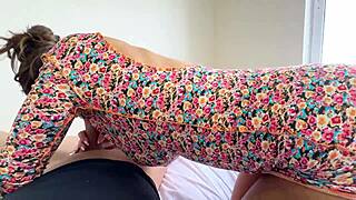 Petite latina stepsis lifts dress begs for big cock doggy pounding her tight ass shaking pussy