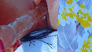 Young Latina Teen Shaved Pussy Masturbates with Glass Dildo After Beach Day in Homemade Video