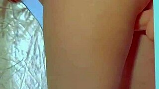 horny college desi teen in sexy dress sneakers rides glass dildo to orgasm