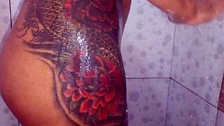 Curvy Latina Wife Bathes in Lingerie Teasing Nipples
