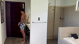 hey stepsis, why sneak in shower for my cock ride?