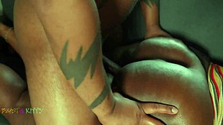 Marley moore bends over spreads perfect big ebony ass for monster cock doggystyle deepthroat