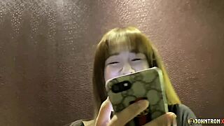 Tiny asian babe slammed doggystyle by big cock johntronx! Curvy 18+ enjoys rough creampie pov riding