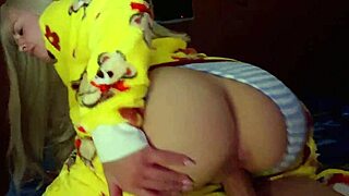 chubby stepdaughter in costume survives thunderstorm fucking fat tits with stepdad huge natural ass