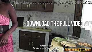 HORNY BIG TITS AFRICAN TEEN COOKS FRIEND'S HUGE WHITE COCK