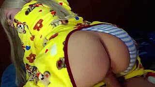 chubby stepdaughter in costume survives thunderstorm fucking fat tits with stepdad huge natural ass