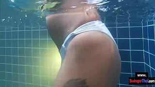 Amateur Thai Teen Girlfriend Rides Huge European Cock in Pool