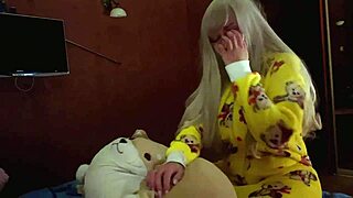 chubby stepdaughter in costume survives thunderstorm fucking fat tits with stepdad huge natural ass
