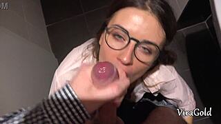 Camilla Moon Gags On Cock In Toilet Before Facial Cumshot