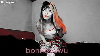 college girl lifts skirt flashes panties in sheer bra and pantyhose teasing close