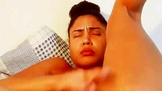Latina greluda fingers big clit pussy to squirting orgasm solo