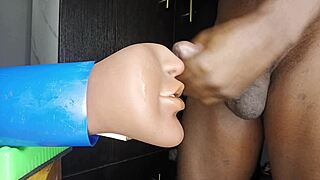So I grab my new blowjob toy for quick morning fun, sucking that big black cock vibe hd