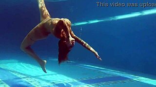 Whoa, horny Canadian milf Heidi strokes juicy tits underwater in pool tease!