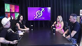 Hubby watches Bruna Carlos fuck hot Monica Lima right in front of him during wild lesbian session