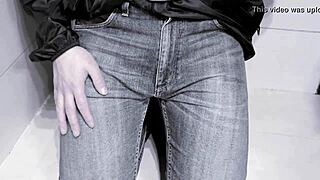 jeans soaked from toilet pee desperation