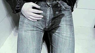 jeans soaked from toilet pee desperation