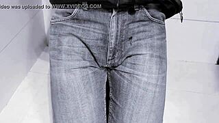 jeans soaked from toilet pee desperation