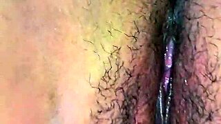 Hot Juicy Pussy Cums While Shaving Her Hairy Beaver