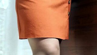 Curvy mature slips into fitting room for secret pantyhose tease. Chubby beauty bends over showing hairy pussy and huge ass close
