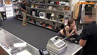 busty tattooed woman nailed by pawn dude