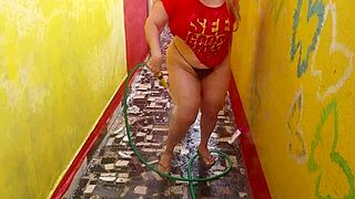 safada FINALLY fulfilled her BIGGEST fetish with MACHINE on BED pov bbw blonde