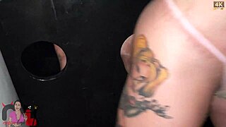 Brunette teen gets fucked raw at gloryhole