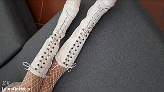 Milf Shows Perfect Ass In Boots And Fishnets
