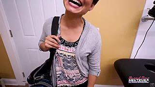 petite brunette gets pounded and jizzed