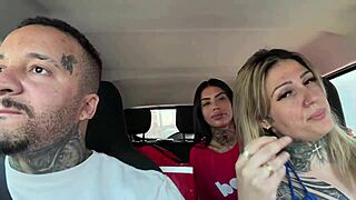 We called a food delivery guy during his shift to fuck nicely inside our car so we could cum nicely on her