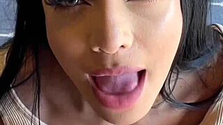 petite busty latina teen deepthroats and rides in pov