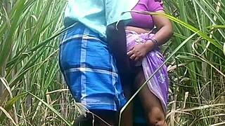 indian village couple has outdoor sex