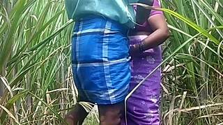 indian village couple has outdoor sex