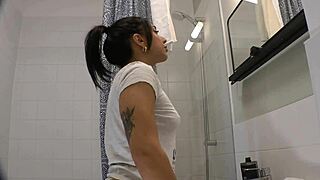 Super Hot Brunette Prepares In See Through Panties