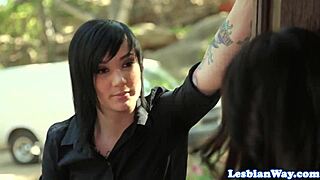 Inked GF STRAPON Fucks Her Lesbian Beauty