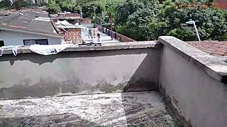 I sneak into neighbors house to watch her ass on balcony then we fuck