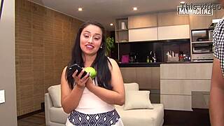 curvy colombian babe gets her skirt pulled up and ass fucked hard